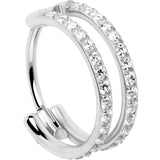 20G Double Row Micro Gem Implant Grade Titanium Hinged Double Hoop Nose Ring