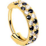 20G CZ Double Row Checkerboard Implant Grade Titanium Nose Hoop