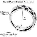 20G CZ Double Row Checkerboard Implant Grade Titanium Nose Hoop