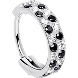 20G CZ Double Row Checkerboard Implant Grade Titanium Nose Hoop