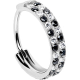 20G CZ Double Row Checkerboard Implant Grade Titanium Nose Hoop