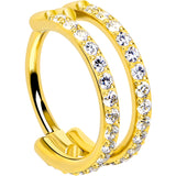 18G Double Row Micro Gem Implant Grade Titanium Hinged Double Hoop Nose Ring