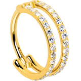 18G Double Row Micro Gem Implant Grade Titanium Hinged Double Hoop Nose Ring