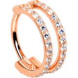 18G Double Row Micro Gem Implant Grade Titanium Hinged Double Hoop Nose Ring