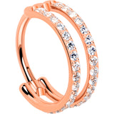 18G Double Row Micro Gem Implant Grade Titanium Hinged Double Hoop Nose Ring