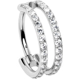 18G Double Row Micro Gem Implant Grade Titanium Hinged Double Hoop Nose Ring