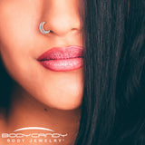 18G Double Row Micro Gem Implant Grade Titanium Hinged Double Hoop Nose Ring