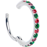 20G Micro Gem Titanium Hinged Nose Hoop - Christmas Nose Ring