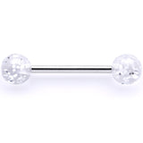 Clear Acrylic Ball Glitter Barbell Tongue Ring