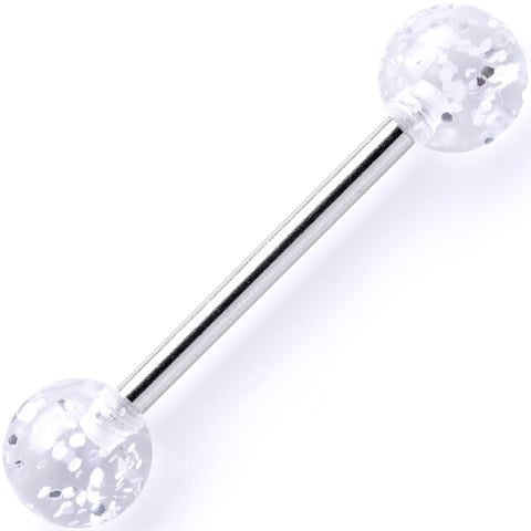 Clear Acrylic Ball Glitter Barbell Tongue Ring