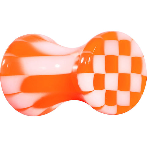 6G Orange and White Checkerboard Acrylic Saddle Plug