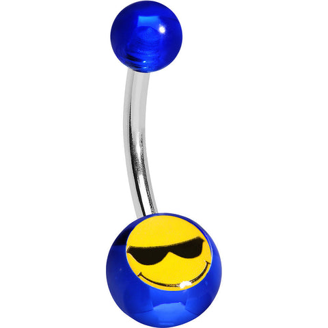 Blue Acrylic Sunglasses Smiley Belly Ring