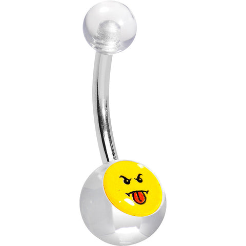 Clear Acrylic Rude Smiley Belly Ring