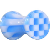 6G Blue and White Checkerboard Acrylic Saddle Plug