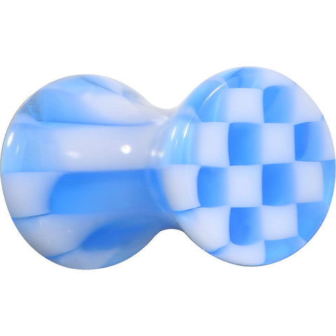 6G Blue and White Checkerboard Acrylic Saddle Plug