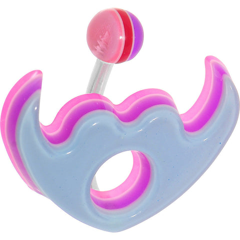 Aqua Acrylic Multi Layered Tribal Winged Heart Belly Ring