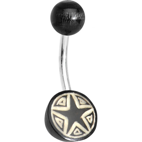 Black on Cream Acrylic Super Star Belly Ring