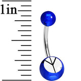 Blue and White Acrylic Inverted Peace Sign Belly Ring