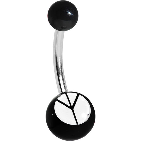 Black and White Acrylic Inverted Peace Sign Belly Ring