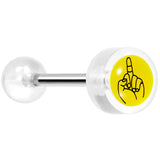 14G 5/8 Clear Acrylic Giving the Middle Finger Tongue Ring