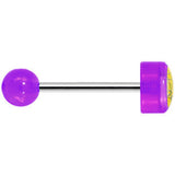 14G 5/8 Purple Acrylic Giving the Middle Finger Tongue Ring