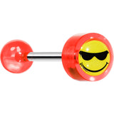 14G 5/8 Red Acrylic Smiley Sunglasses Tongue Ring
