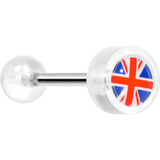14G 5/8 Clear Acrylic UK British Flag Tongue Ring