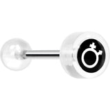 14G 5/8 Clear Intertwined Male Female Symbol Tongue Ring