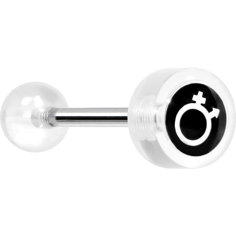 14G 5/8 Clear Intertwined Male Female Symbol Tongue Ring