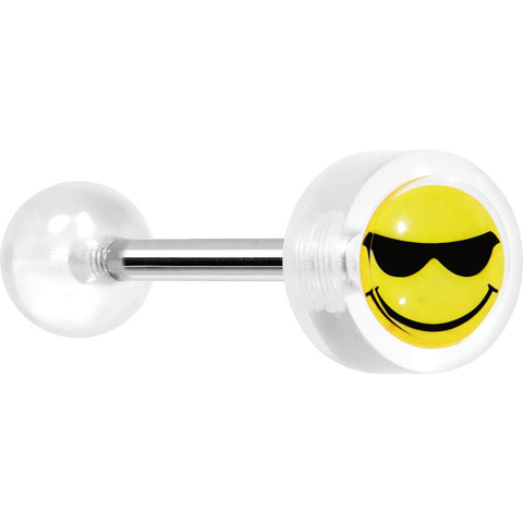 14G 5/8 Clear Acrylic Smiley Sunglasses Tongue Ring