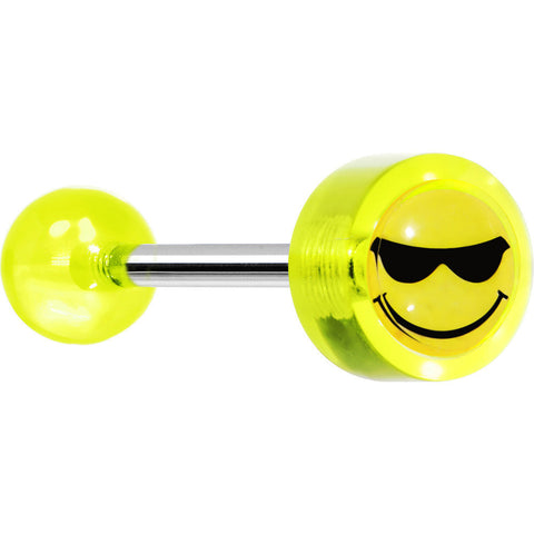 14G 5/8 Neon Green Acrylic Smiley Sunglasses Tongue Ring