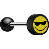 14G 5/8 Black Acrylic Smiley Sunglasses Tongue Ring