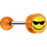 14G 5/8 Orange Acrylic Smiley Sunglasses Tongue Ring