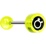14G 5/8 Neon Green Intertwined Male Female Symbol Tongue Ring