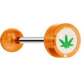 14G 5/8 Orange Pot Leaf Tongue Ring