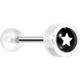 14G 5/8 Clear Acrylic Black and White Star Tongue Ring
