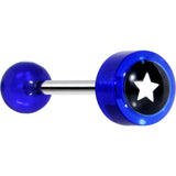 14G 5/8 Blue Acrylic Black and White Star Tongue Ring