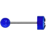 14G 5/8 Blue Acrylic Black and White Star Tongue Ring