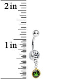 Clear Gem Black and Green Pot Leaf Charm Dangle Belly Ring