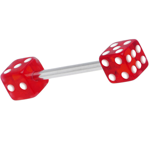 Acrylic Red DICE Barbell Tongue Ring