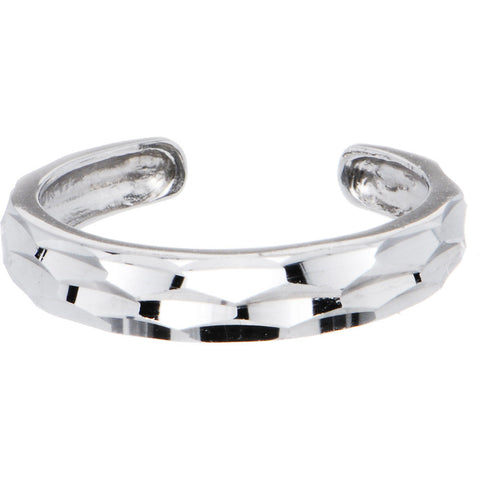 10k White Gold Diamond Cut Band Toe Ring