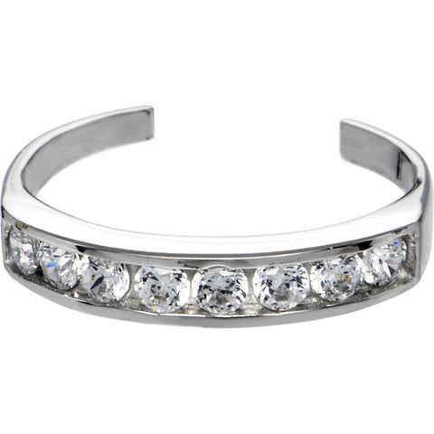 10k White Gold Cubic Zirconia Toe Ring