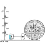 6mm Teal Round Sterling Silver Synthetic Opal Stud Earrings