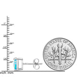 6mm Teal Square Sterling Silver Synthetic Opal Stud Earrings