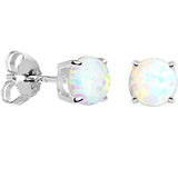 6mm Round Sterling Silver Synthetic Opal Stud Earrings