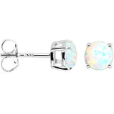 6mm Round Sterling Silver Synthetic Opal Stud Earrings