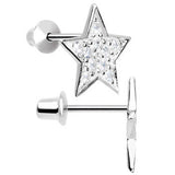 .925 Sterling Silver Clear CZ Star Youth Screwback Earrings