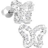.925 Sterling Silver Clear CZ Open Butterfly Youth Screwback Earrings