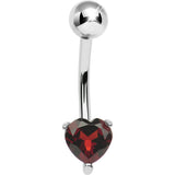 925 Sterling Silver Genuine Garnet Heart Solitaire Belly Ring