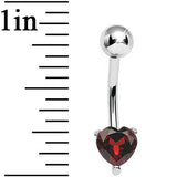 925 Sterling Silver Genuine Garnet Heart Solitaire Belly Ring
